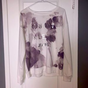 WHITE, PURPLE, AND SILVER CALVIN KLEIN SWEATER